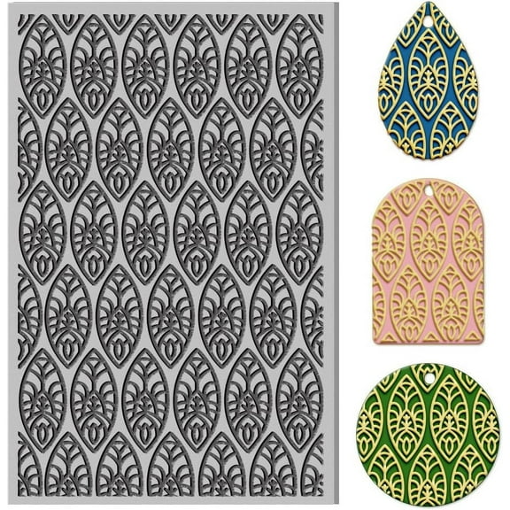 1 pc Polymer Clay Texture Sheets Retro Pattern Texture Stamp Clear Clay Texture Sheets Polymer Clay Texture Mat Flower Pattern Pad for Making Earrings Jewerly 4x2.6inch