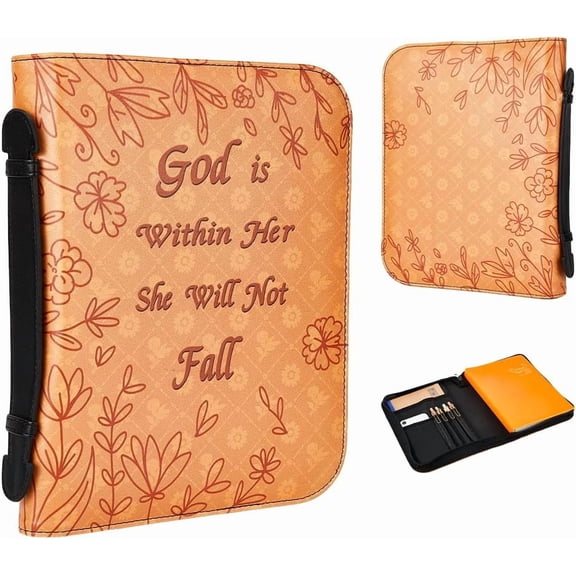 1 pc Portable PU Leather Book Case for Collecting Book Rectangle Religion Theme Sandy Brown 210x280x53.5mm Imitation Leather