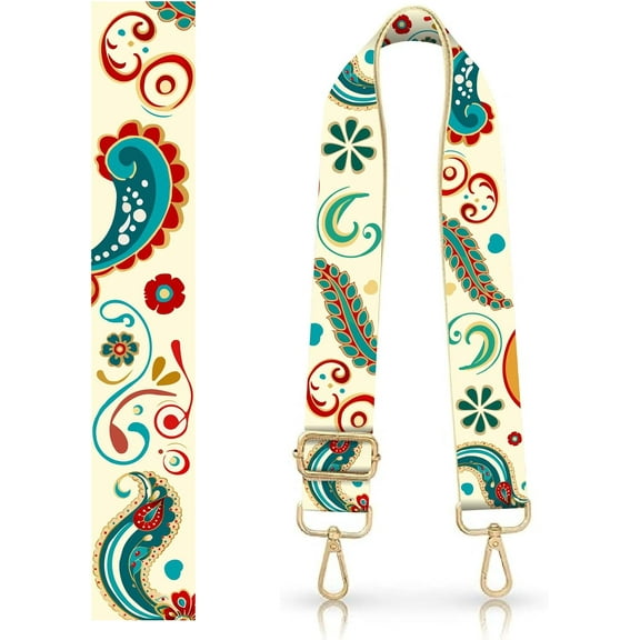 1 pc Printed Polyester Adjustable Webbing Bag Straps with Swivel Clasps Flower 600x38.1mm