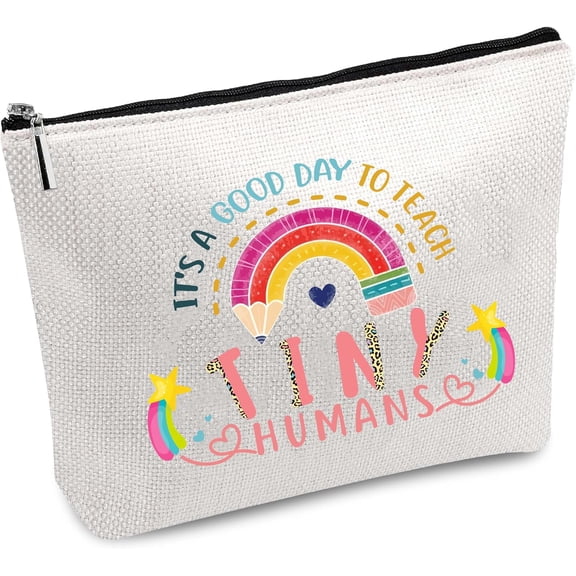 1 pc Rainbow Canvas Makeup Bags Cosmetic Bag with Zipper Travel Pouch Toiletry Bag Purse