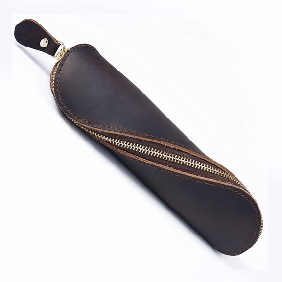 1 pc Rectangle Leather Pen Bags Zipper Pen Bags with Alloy Findings Study Supplies Coconut Brown 200x52x42mmDIY