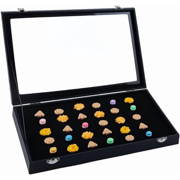 1 pc Rectangle Wood Storage Box for Commemorative Coin with Glass Window Sponge Indide Black 350x240x48mm Inner Diameter: 336x226mm