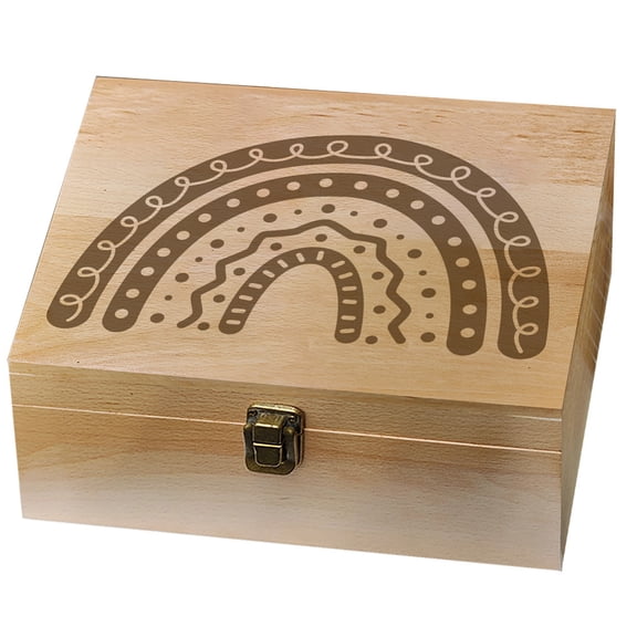 1 pc Rectangle Wooden Memory Keepsake Boxes with Lids for Anniversary Wedding Memory Birthday Valentines Day Rainbow 24.5x19.5x10.3cm