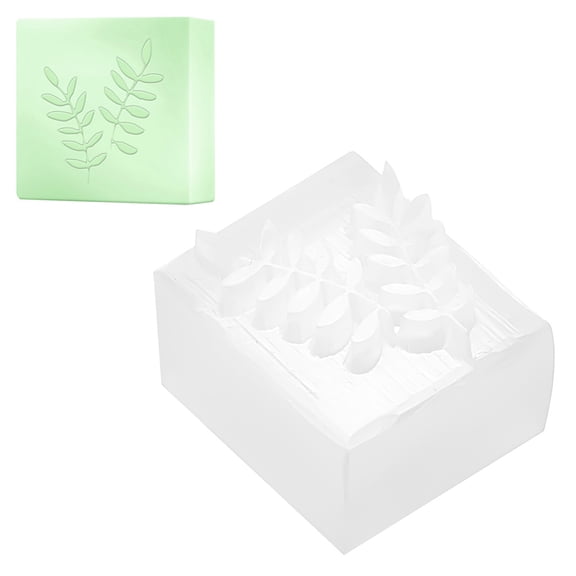 1 pc Resin Stamps for DIY Craft Card Scrapbooking Supplies Rectangle Clear Leaf Pattern 3.3x2.8x2.2cm