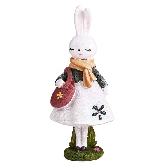 1pc Resin Standing Rabbit Statue Bunny Sculpture Tabletop Rabbit Figurine for Lawn Garden Table Home Decoration ( White ) White 66x140mm