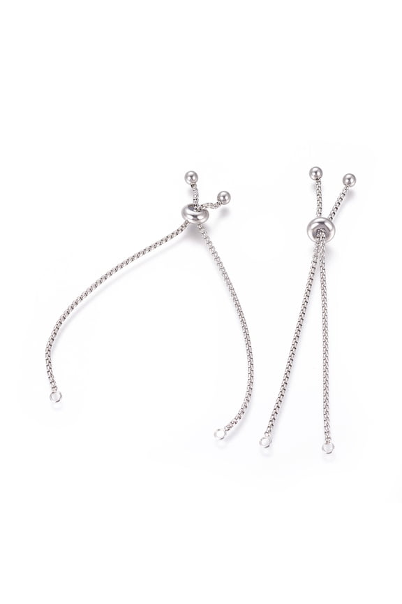 1 pc Resistant Adjustable 304 Stainless Steel Bracelet Making Slider Bracelets Stainless Steel Color 9 inch(23cm)