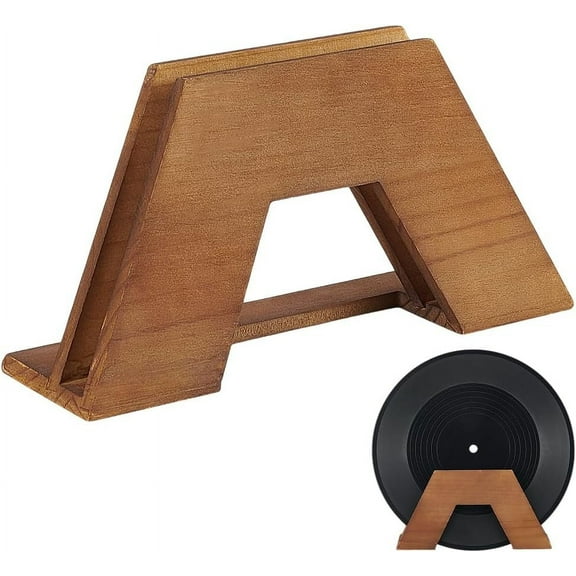 1 pc Retro Wood Record Display Stands Wood Vinyl Record Storage Holder Vinyl Record Album Display Stand for Albums Books Magazine Files LP Records Collector Music Lovers 8.6x2.3x4.3 Inch