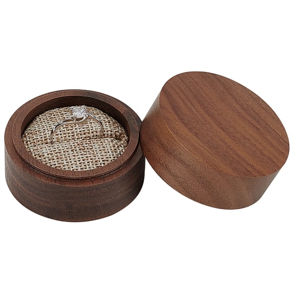 1 pc Round Wood Rings Storage Boxes Coconut Brown 5.2x3.65cmDIY