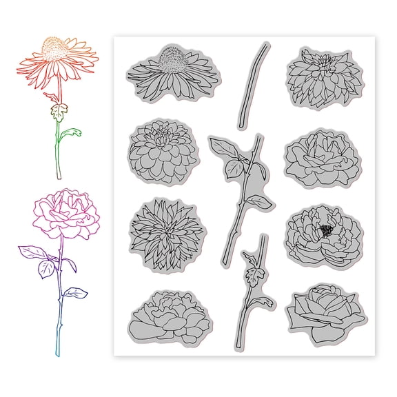 1 pc Rubber Clear Stamps for Card Making Decoration DIY Scrapbooking Flower Pattern 22x18x0.8cm for DIY