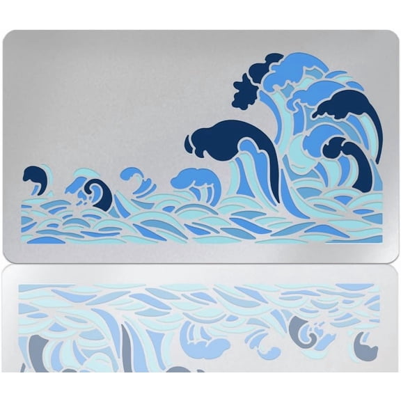 1 pc Sea Wave Metal Stencil Spray Stainless Steel Reusable Painting Metal Stencil for Wood Carving Drawing Engraving Scrapbooking Journal Craft DIY
