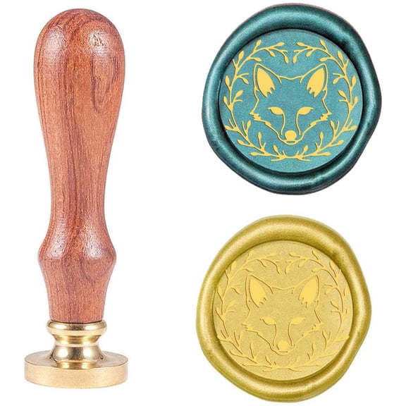 1 pc Seal Stamp Set Sealing Stamp Solid Brass Head Wood Handle Retro Brass Stamp Kit Removable for Envelopes Invitations Gift Card Fox