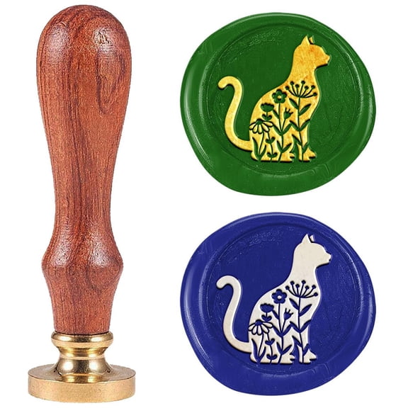 1 pc Seal Stamp Set Sealing Stamp Solid Brass Heads with Handles for Envelopes Invitations Gift Card Cat Shape 83x22mm