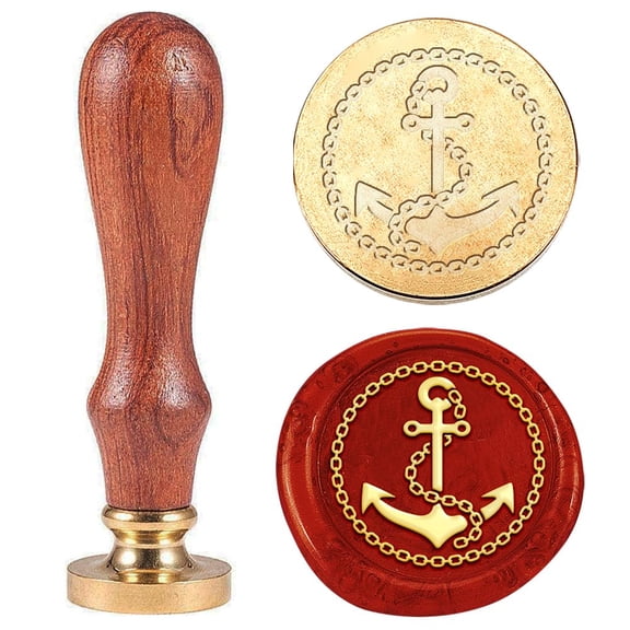 1 pc Seal Stamp Set Sealing Stamp Solid Brass Heads with Wood Handles for Envelopes Invitations Gift Card Anchor Helm 83x22mm