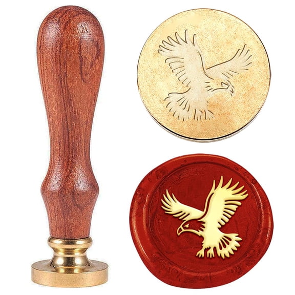 1 pc Seal Stamp Set Sealing Stamp Solid Brass Heads with Wood Handles for Envelopes Invitations Gift Card Eagle 83x22mm Stamps: 25x14.5mm for DIY