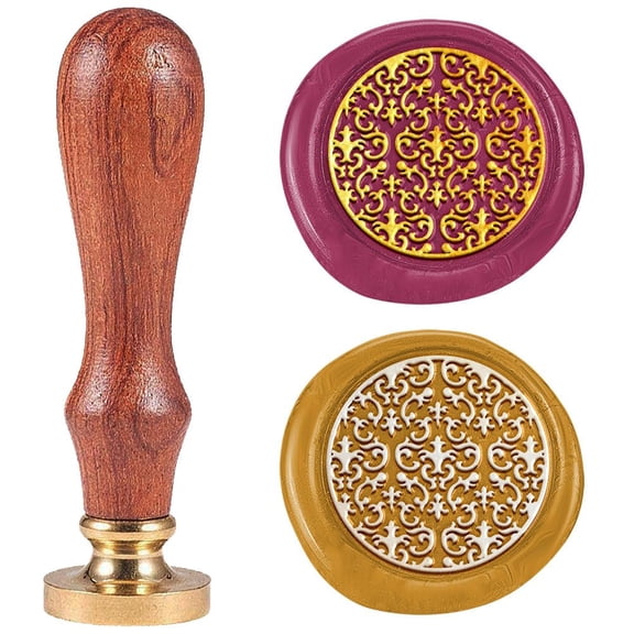 1 pc Seal Stamp Set Sealing Stamp Solid Brass Heads with Wood Handles for Envelopes Invitations Gift Card Floral 83x22mm