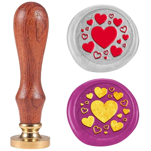 1 pc Seal Stamp Set Sealing Stamp Solid Brass Heads with Wood Handles for Envelopes Invitations Gift Card Heart 83x22mm Stamps: 25x14.5mm