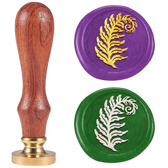 1 pc Seal Stamp Set Sealing Stamp Solid Brass Heads with Wood Handles for Envelopes Invitations Gift Card Leaf 83x22mm Stamps: 25x14.5mm for Handmade
