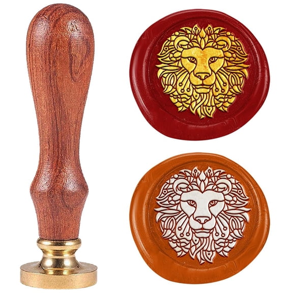 1 pc Seal Stamp Set Sealing Stamp Solid Brass Heads with Wood Handles for Envelopes Invitations Gift Card Lion 83x22mm Stamps: 25x14.5mm