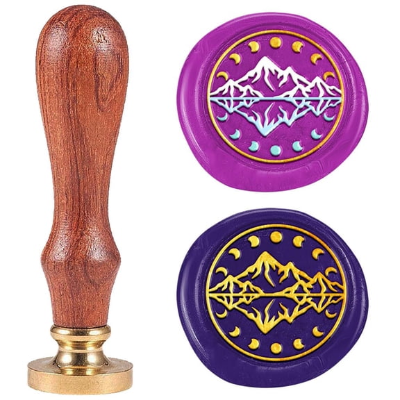 1 pc Seal Stamp Set Sealing Stamp Solid Brass Heads with Wood Handles for Envelopes Invitations Gift Card Mountain 83x22mm