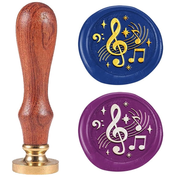 1 pc Seal Stamp Set Sealing Stamp Solid Brass Heads with Wood Handles for Envelopes Invitations Gift Card Musical Note 83x22mm for Craft Supplies