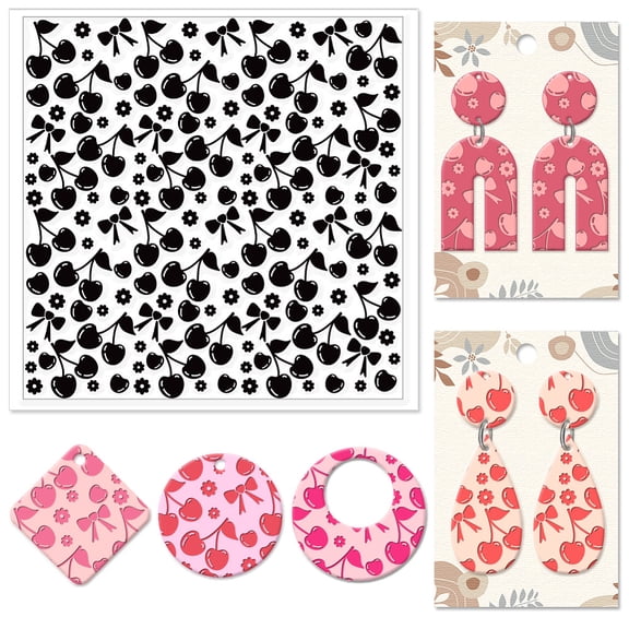 1 pc Silicone Clay Texture Mat Clay Modeling Pattern Pad Cherry 140x140x3mm