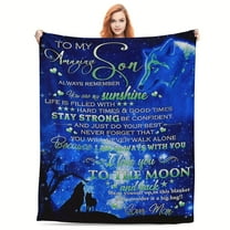 1 pc Son Gift Blanket from Mom to My Son Blanket Son Gifts from Mom Mother Son Gifts in Father's Day Wolf Throws Blanket Super Soft Flannel Blanket for Graduation Birthday Gifts 60''x80''