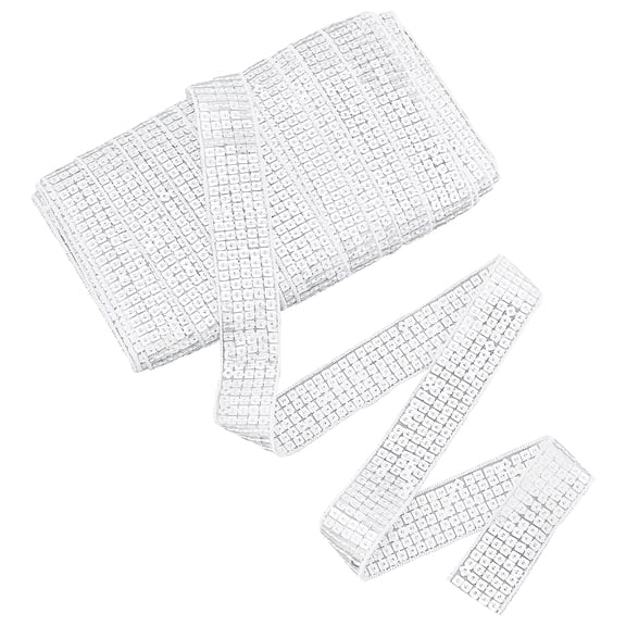 1 pc Sparkle Polyester Ribbon with Sequin Flat Glitter for Sewing and Bridal Wedding Decoration WhiteSmoke 1 inch(24mm) 1pc