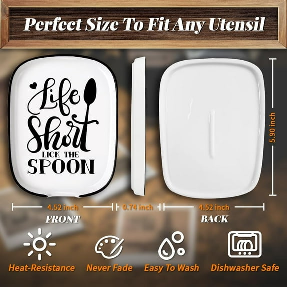 1 pc Spoon Rest for Stove Top Spoon Pattern 4.52"x5.9" Large Spoon Holder Heat Resistant Utensil Holder Kitchen Counter Decor for Cooking Lover