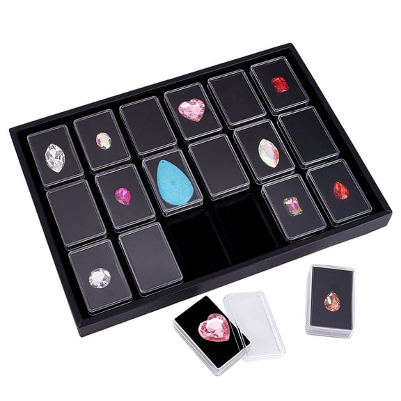 1 pc Square Acrylic Covered with Memory Foam Presentation Boxes Clear Window Jewelry Organizer Showcase with Memory Foam Black 28.3x20x2.4cm