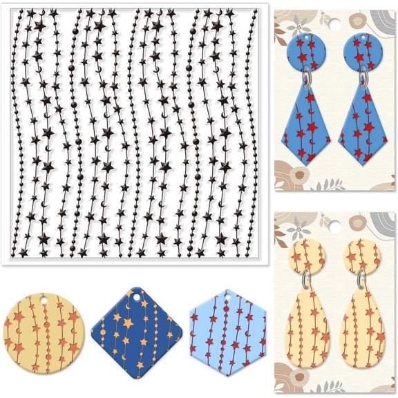 1 pc Stars Moon Polymer Clay Texture Sheets Silicone Texture Stamp Clay Texture Mat Modeling Pattern Pad Texture Sheets for Polymer Clay Jewelry and Clay Earrings Tools