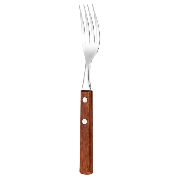 1 pc Table Fork Dining Kitchen Stainless Steel Treated Wood Handle (Red)