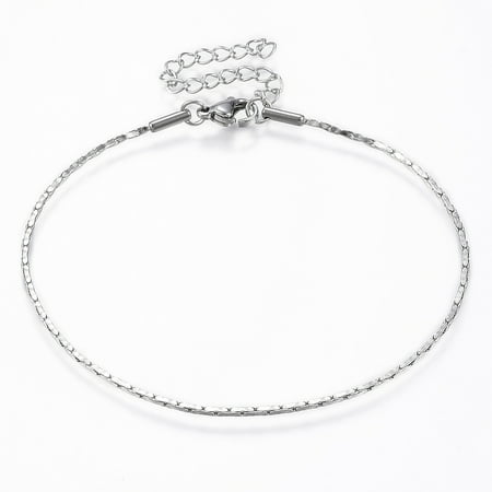 1 pc Tarnish Resistant 304 Stainless Steel Coreana Chain Bracelets with Lobster Claw Clasps Stainless Steel Color 7-7/8 inchx1/8 inchx1/8 inch(200x1x1mm)