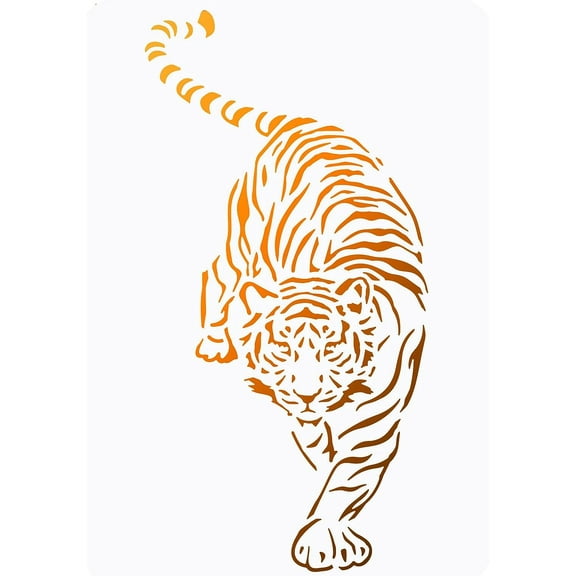 1 pc Tiger Stencil 8.3x11.7 inch Reusable Creative DIY Wild Animal Stencil Template Plastic Tiger Painting Stencil Large Tiger Stencils for DIY Painting Wall Furniture Crafts Decor