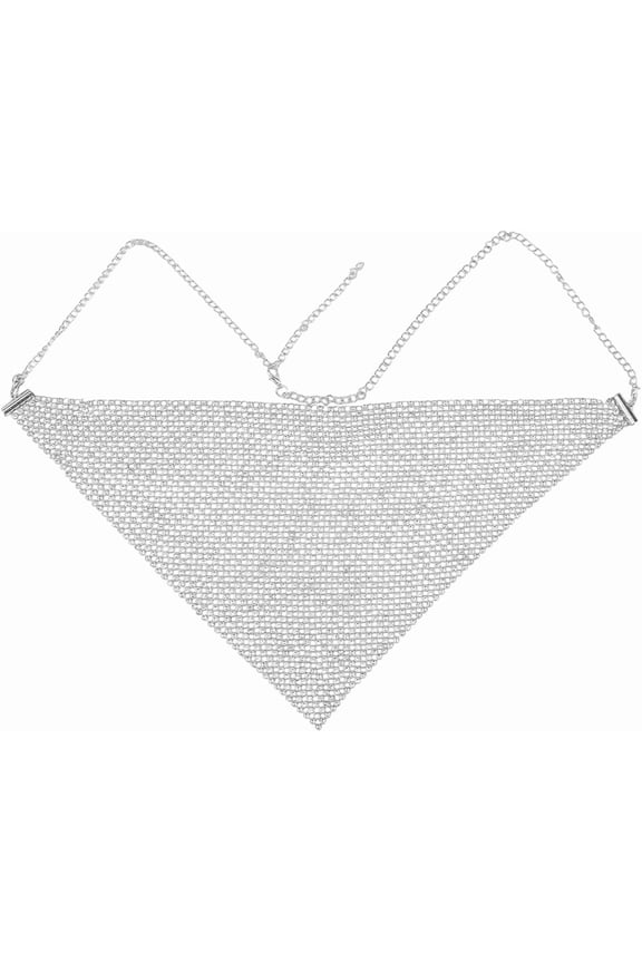 1 pc Triangle Alloy Headwear Masquerade Masks Rhinestone Tassel Face Mask with Lobster Claw Clasp Silver 835mm for Handmade