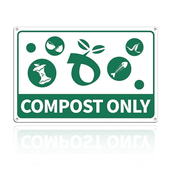 1 pc UV Protected & Waterproof Aluminum Warning Signs COMPOST ONLY Colorful 30x20cm Hole: 4mm