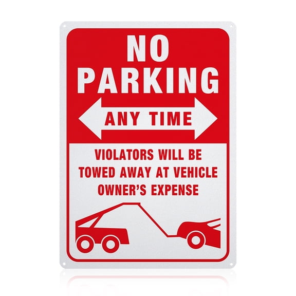 1 pc UV Protected & Waterproof Aluminum Warning Signs No Parking Sign Private Property Sign Violators Will Be Towed Sign Red 350x250x1mm Hole: