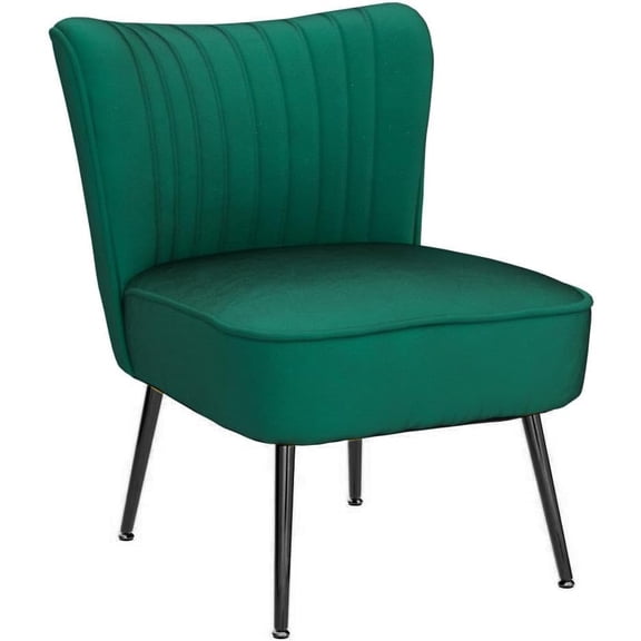 1 pc Velvet Upholstered Chair withWood Legs Mid-Century Reclining Lounge Chair with Winged Backrest, Elegant and Comfortable Living Room Chair with Wooden Legs for Living Rooms, Bedrooms, Offic