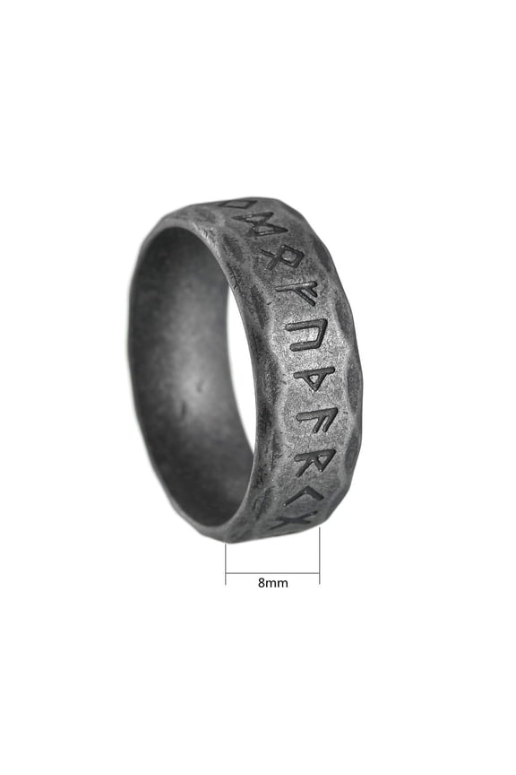 1 pc Viking Rune Stainless Steel Finger Rings for Men Antique Silver 8mm Inner Diameter: 19mm