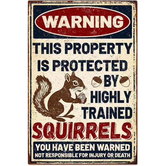 1 pc Vintage Metal Tin Sign Iron Wall Decor for Bars Restaurants Cafe Pubs Rectangle Squirrel 200x300x2.2mm