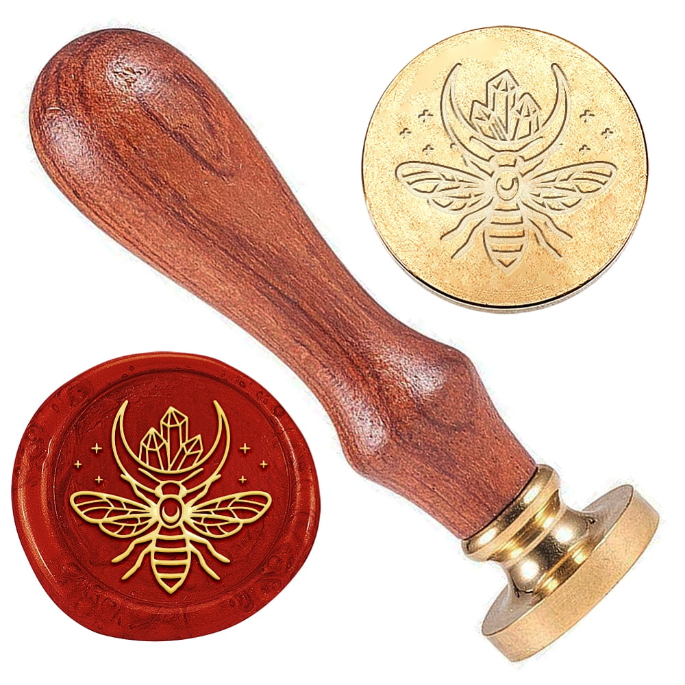 1 pc Wax Seal Stamp Set Golden Tone Sealing Wax Stamp Solid Brass Head ...