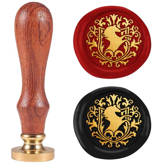 1 pc Wax Seal Stamp Set Sealing Wax Stamp Solid Brass Head Wood Handle Retro Brass Stamp Kit Removable for Envelopes Invitations Gift Card Horse 83x22mm Stamps: 25x14.5mm