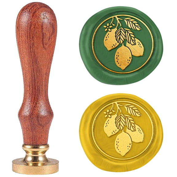 1 pc Wax Seal Stamp Set Sealing Wax Stamp Solid Brass Head Wood Handle Retro Brass Stamp Kit Removable for Envelopes Invitations Gift Card Lemon 83x22mm Stamps: 25x14.5mm