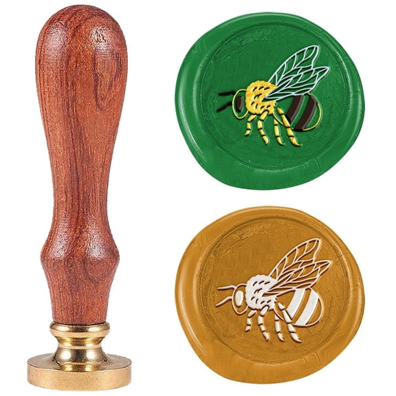 1 pc Wax Seal Stamp set Sealing Wax Stamp Solid Brass Heads with Wood Handles for Envelopes Invitations Gift Card Bees 83x22mm Stamps: 25x14.5mm Brass