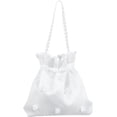 thumbnail image 1 of 1 pc Wedding Money Bag Satin Bridal Wedding Money Bag White Rose Satin Flower Decorated Handbag with Pearl for Dollar Dance Bridal Purse Wedding Favor Party, 1 of 7