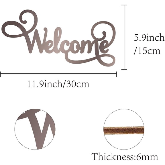 1 pc Welcome Wood Cutout Sign Word Sculpture Wood Sign Unfinished Laser Cut Wooden Welcome Wall Art Decoration Hanging Rustic for Home Porch Wedding Party Classroom Farmhouse 6x12Inch