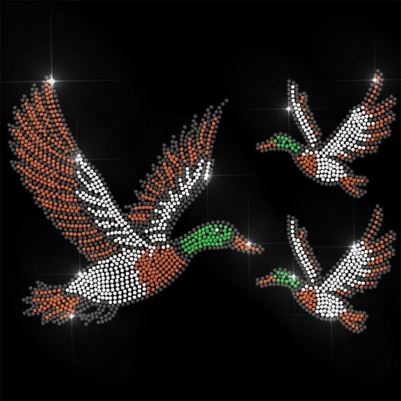 1 pc White Rhinestone Iron on Transfer Wild Duck Bling Diamond Hotfix Patches for Clothes 11.6"x8.2" Large Iron On Sequin Applique