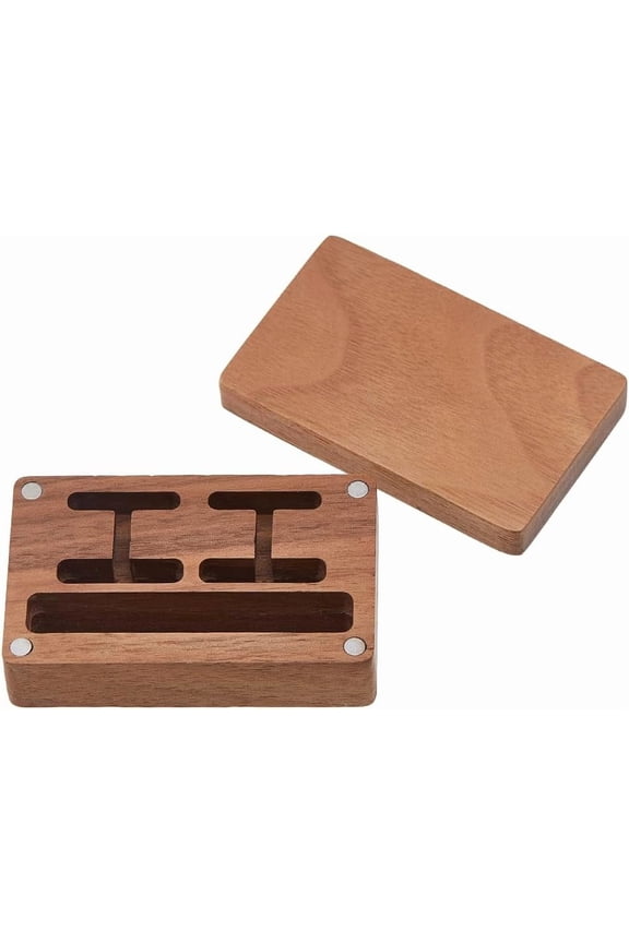 1 pc Wood Cuff-link Gift Storage Magnetic Boxes Rectangle Peru 7x4.35x2.6cm