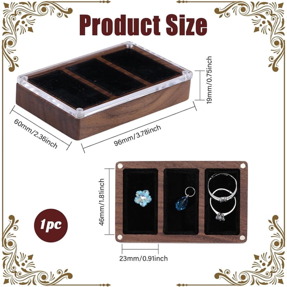 1 pc Wood Magnet and Velvet Storage Cuboid box Camel 9.6x6cm Inner Diameter: 46x23mm Wood