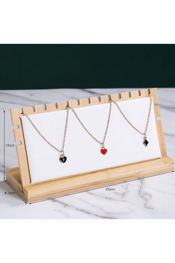 1 pc Wood Necklace Display Stand Jewelry Pendant Holder Accessory Hanger Counter Showcase Jewelry Props Ornaments White 25x8.2x12cm