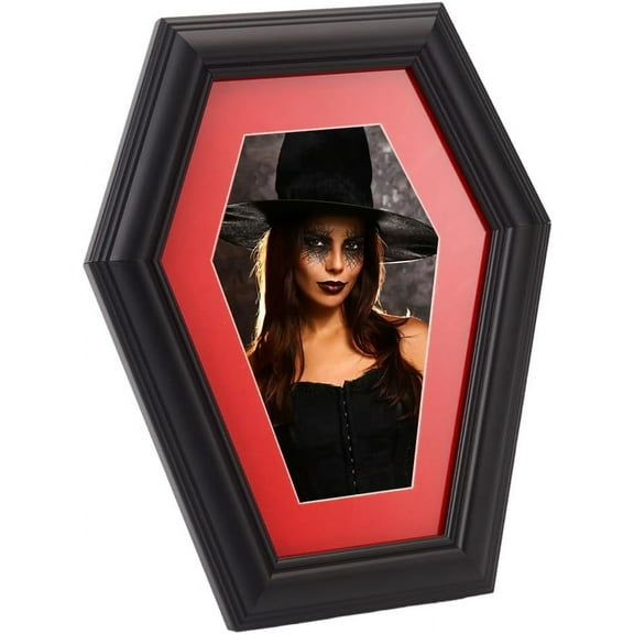 1 pc Wood Photo Frame Stand Hexagon Black 257x207x25mm